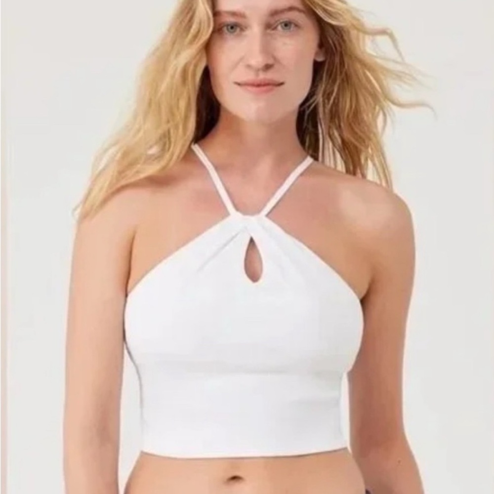 Outdoor Voices White Keyhole Crop Top